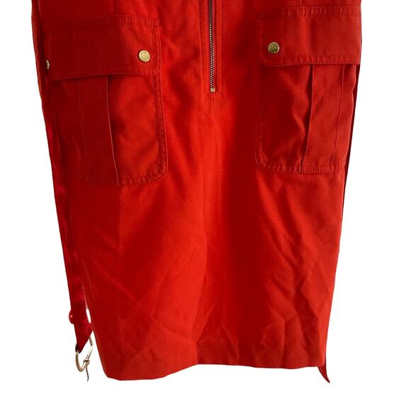 Michael Michael Kors Zip Up Shirt Dress Belted Orange Size Medium - Picture 5 of 10